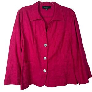 Jones Wear Jacket Womens 16 Pink Linen Blend 3 Button Blazer Career Office